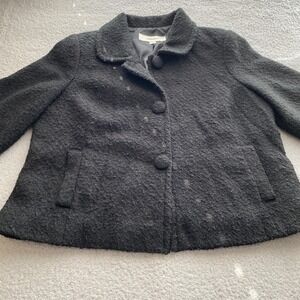 MERONA Long Sleeve Jacket Black Women's Size Large Pocket Button Top Winter Cute
